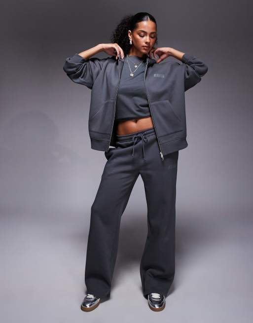 Kaiia hotfix logo zip up hoodie in dark gray - part of a set