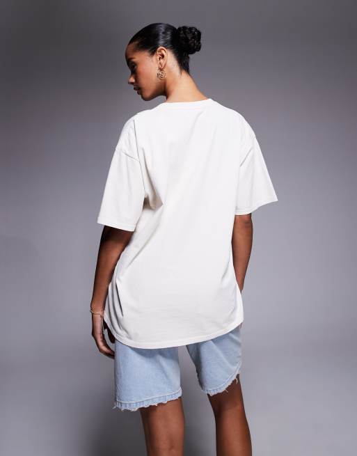 Kaiia - Hvid oversized T-shirt med 'Mykonos'-solgrafik i bomuld - Kun hos ASOS , 3 af 4