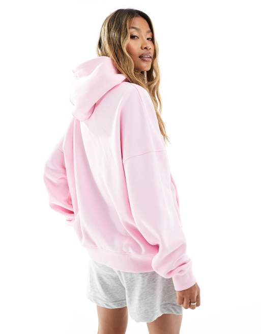 Kaiia – Jasnoróżowa bluza oversize z mieszanki bawełny z kapturem i logo  , 2 z 4