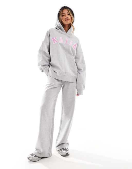 Kaiia – Jasnoszara bluza oversize z kapturem i logo, część zestawu, 3 z 4