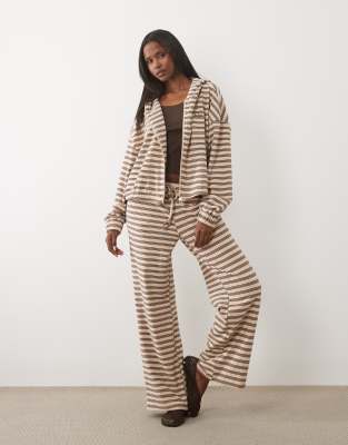 Kaiia Jersey Fleece Wide Leg Drawstring Trousers Co-ord In Multi