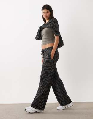 Kaiia Jersey Fleece Wide Leg Drawstring Trousers Co-ord In Multi