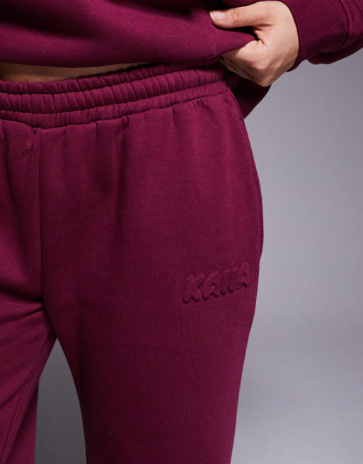 Kaiia - Jogger d'ensemble ample en coton mélangé avec logo en relief - Bordeaux, 4 de 5