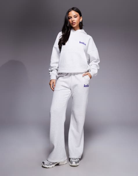 Kaiia - Jogger d'ensemble ample en coton mélangé avec logo étoile - Gris - view 1