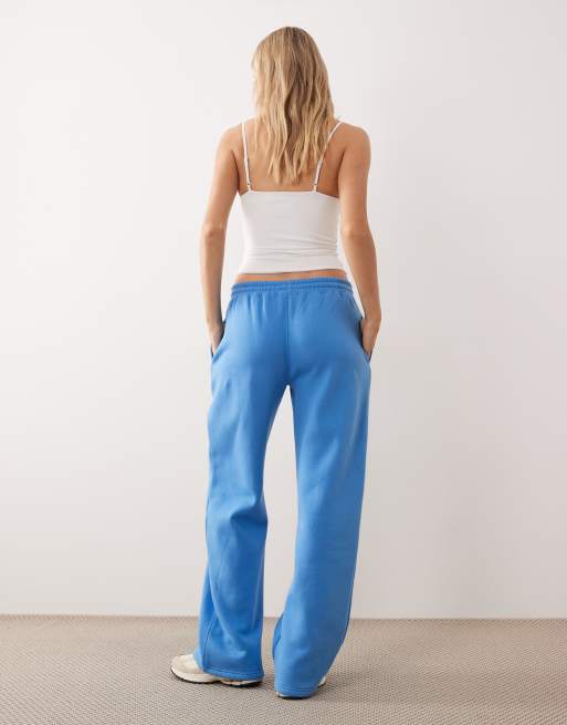 Kaiia - Joggers a fondo ampio blu in misto cotone con logo ricamato in coordinato, 5 di 5