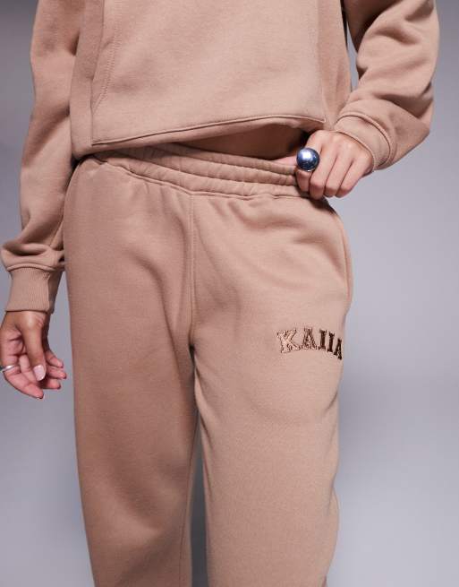 Kaiia - Joggers a fondo ampio color espresso in misto cotone in coordinato  , 5 di 5