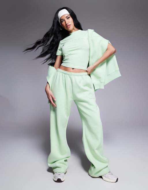 Kaiia - Joggers a fondo ampio color sorbetto al lime con logo in rilievo