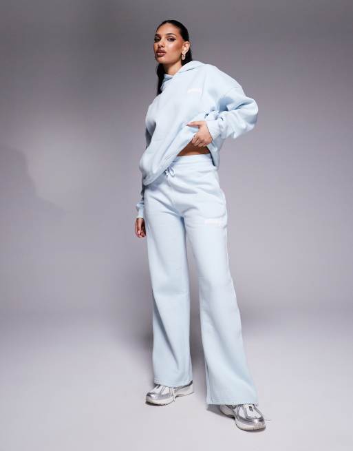 Kaiia - Joggers ampi color menta con fascia ampia in vita in coordinato