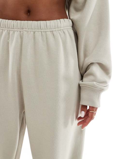 Kaiia - Joggers color pietra con fondo elasticizzato in misto cotone in coordinato  , 4 di 6