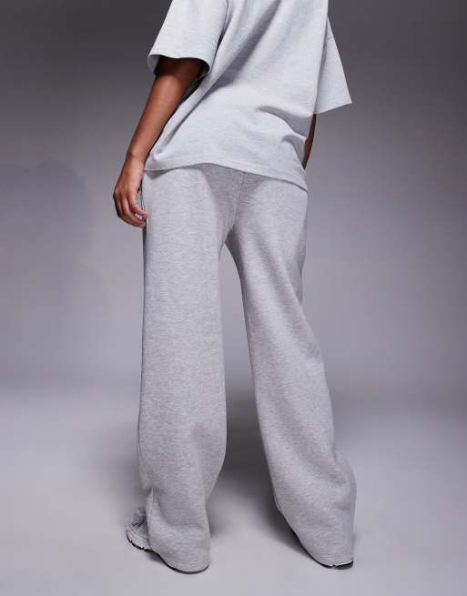Kaiia - Joggers con fondo ampio in misto cotone grigio chiaro e rosa con logo ricamato in coordinato    , 4 di 5