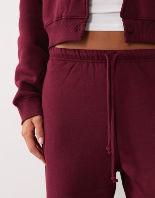 Kaiia joggers i bomuldsblanding med brede ben i burgundy, 3 af 5