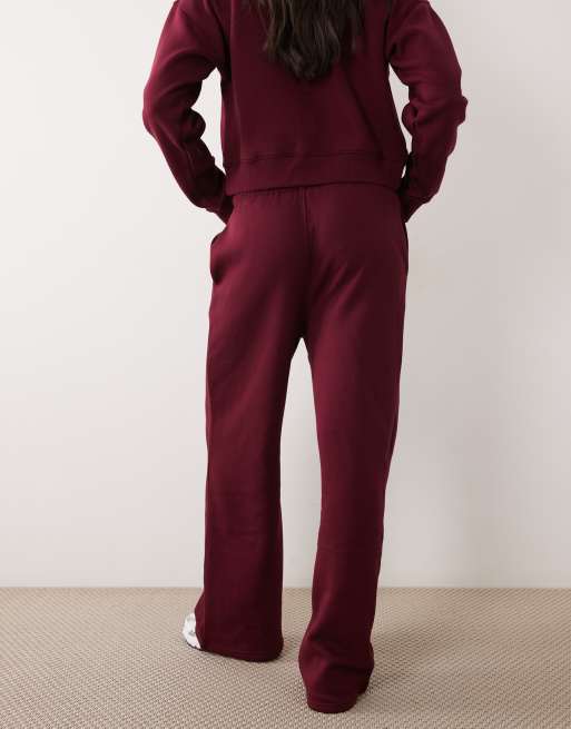 Kaiia joggers i bomuldsblanding med brede ben i burgundy, 4 af 5