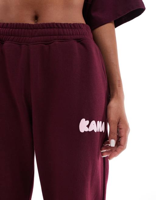 Kaiia - Joggingbroek met wijde pijpen in bordeauxrood, deel van co-ord set, 4 van 5