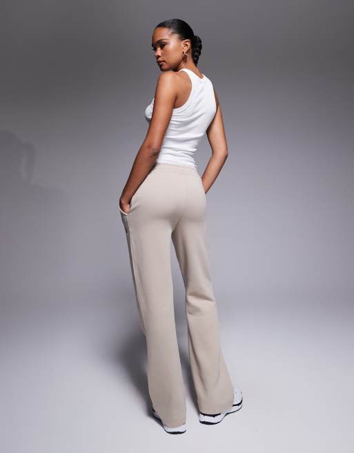 Kaiia - Joggingbroek van katoenmix met wijde pijpen in beige  , 4 van 5