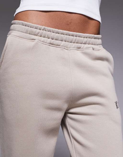 Kaiia - Joggingbroek van katoenmix met wijde pijpen in beige  , 5 van 5