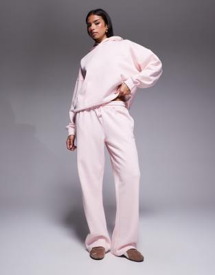 Kaiia - Jogginghose in Erdbeerrosa mit Logo, hohem Baumwollanteil und weitem Bein, Kombiteil