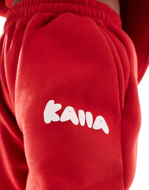 Kaiia – Jogginghose in Rot mit weitem Schnitt, Kombiteil, 3 von 5
