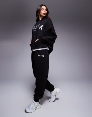 Kaiia - Jogginghose in Schwarz mit Bündchen, Kombiteil