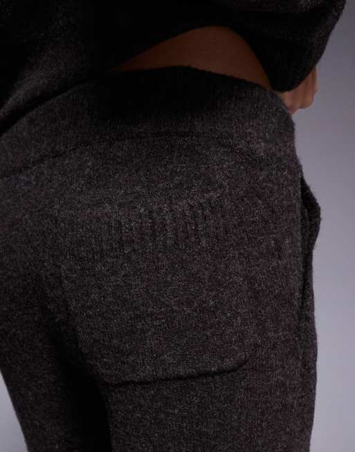 Kaiia knit embroidered logo wide leg pants in brown - part of a set, 5 of 6