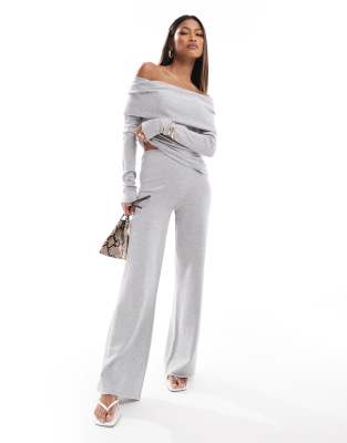 Kaiia Knit Flared Pants In Gray - Part Of A Set