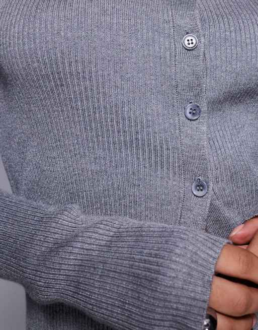 Kaiia knit shrunken cardigan in charcoal , 4 of 4