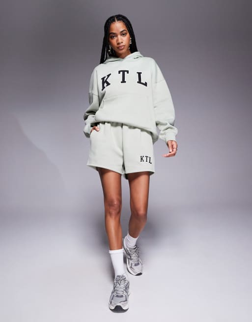 Kaiia KTL logo sweat shorts in sage green (Part of a set)