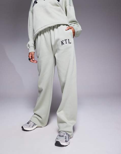 Kaiia KTL oversized hoodie, shorts and wide leg trackies set in sage green - view 1