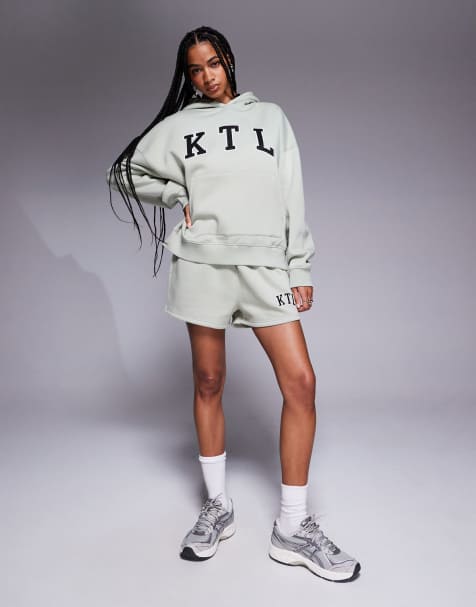 Kaiia - KTL - Oversized hoodie van katoenmix in saliegroen, deel van co-ord set - view 1