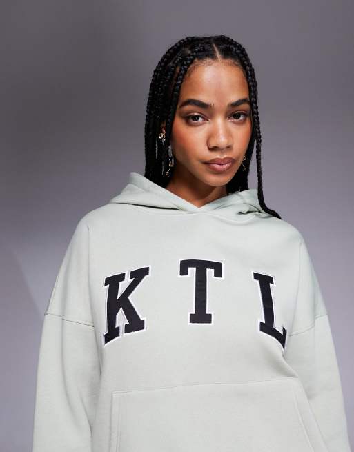Kaiia - KTL - Oversized hoodie van katoenmix in saliegroen, deel van co-ord set  , 2 van 4