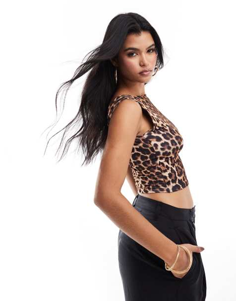 Kaiia – Leopardmönstrad, ärmlös crop top - view 1