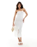 [Kaiia] Kaiia linen bandeau pocket detail front split midaxi dress in white 8 WHITE