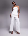 [Kaiia] Kaiia linen blend tailored wide leg pants in white (part of a set) 12 WHITE