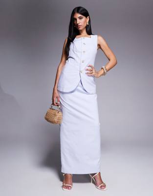 Kaiia Linen Look High Neck Vest