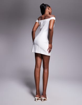 Shop Kaiia Linen Look Off The Shoulder Mini Dress