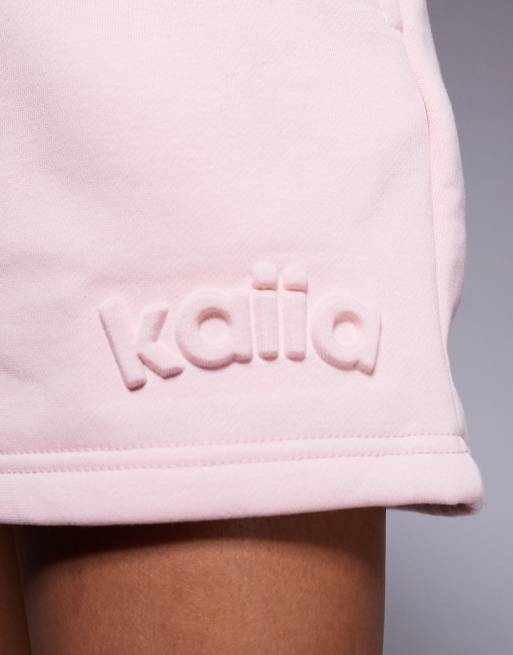 Kaiia – Ljusrosa sweatshorts med prägling, del av set, 2 av 5