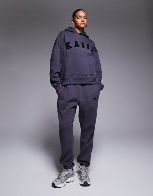 Kaiia Oversized Logo Hoodie In Dark Gray - Part Of A Set In Gray