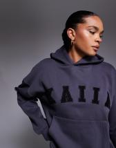 Sister Jane unisex lace trim hoodie in grey | ASOS
