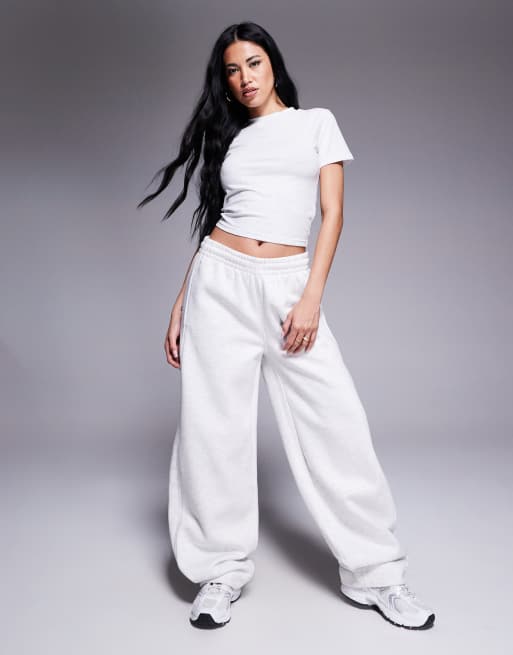 Kaiia logo pocket detail barrel leg joggers co-ord in light grey marl