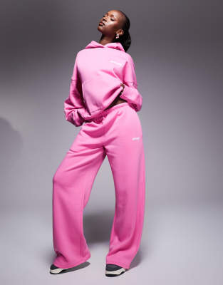 logo wide leg sweatpants in pink - part of a set