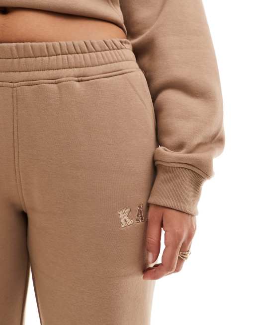 Kaiia logo wide leg trackies in caramel (part of a set), 3 of 5