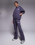 [Kaiia] Kaiia logo wide leg trackies in charcoal (part of a set)-Grey 6 CHARCOAL