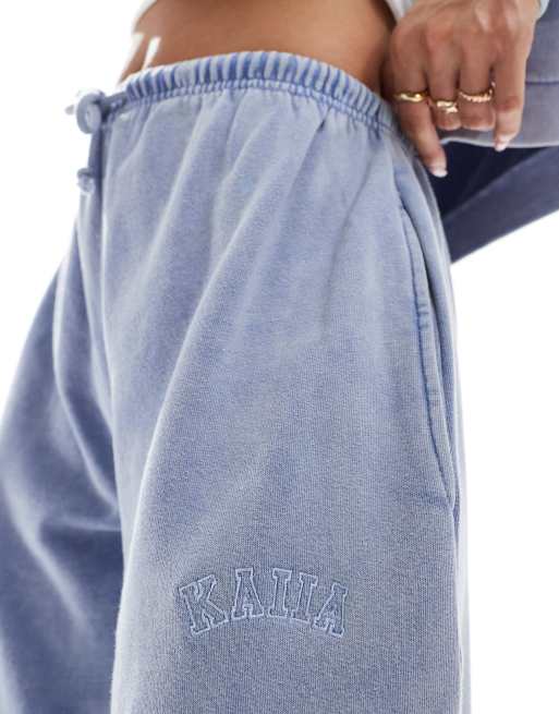 Kaiia logo wide leg trackies in washed blue (part of a set), 3 of 5