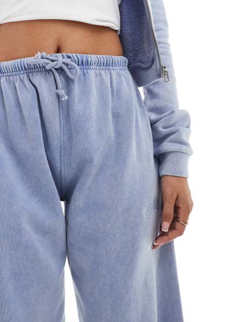 Kaiia logo wide leg trackies in washed blue (part of a set), 4 of 5