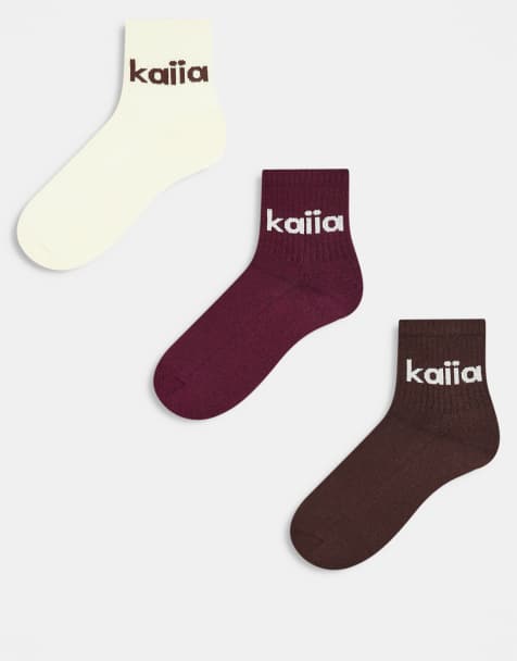 Kaiia - Lot de 3 paires de chaussettes à logo contrastant brodé - Multicolore - view 1