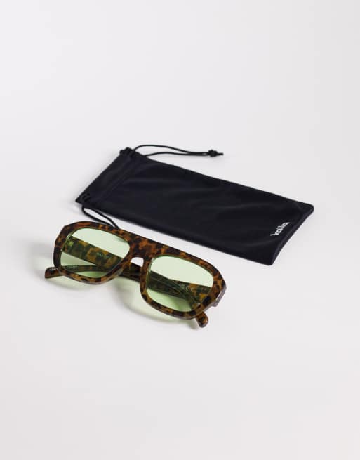 Kaiia - Lysebrune chunky aviator-solbriller med grønne glas og skildpaddemønster - Kun hos ASOS, 3 af 3
