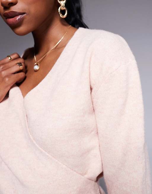 Kaiia - Lyserød cardigan med slå om-design og bindebånd i siden - Del af sæt - Kun hos ASOS  , 4 af 4