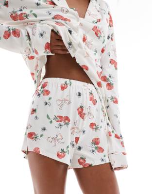 mix and match pj shorts in strawberry and bow print - part of a set-Multi