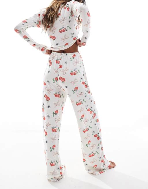 Kaiia – Mix and Match – Weite Pyjama-Hose mit Erdbeer- und Schleifenprint, Kombiteil, 4 von 4