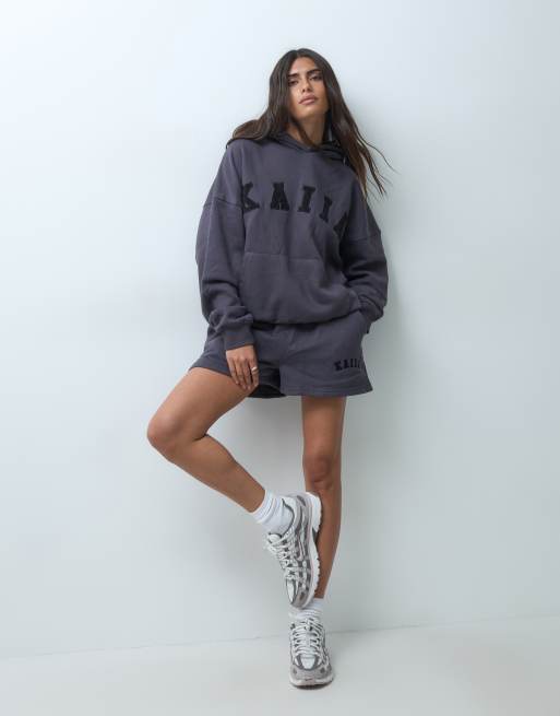 Kaiia – Mörkgrå sweatshorts i bomullsmix med broderad logga, del av set  , 5 av 5