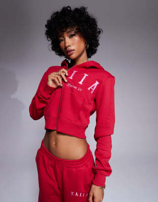 Kaiia - Oversize-Kapuzenpullover in Rot und Rosa mit Logo-Stickerei, Kombiteil